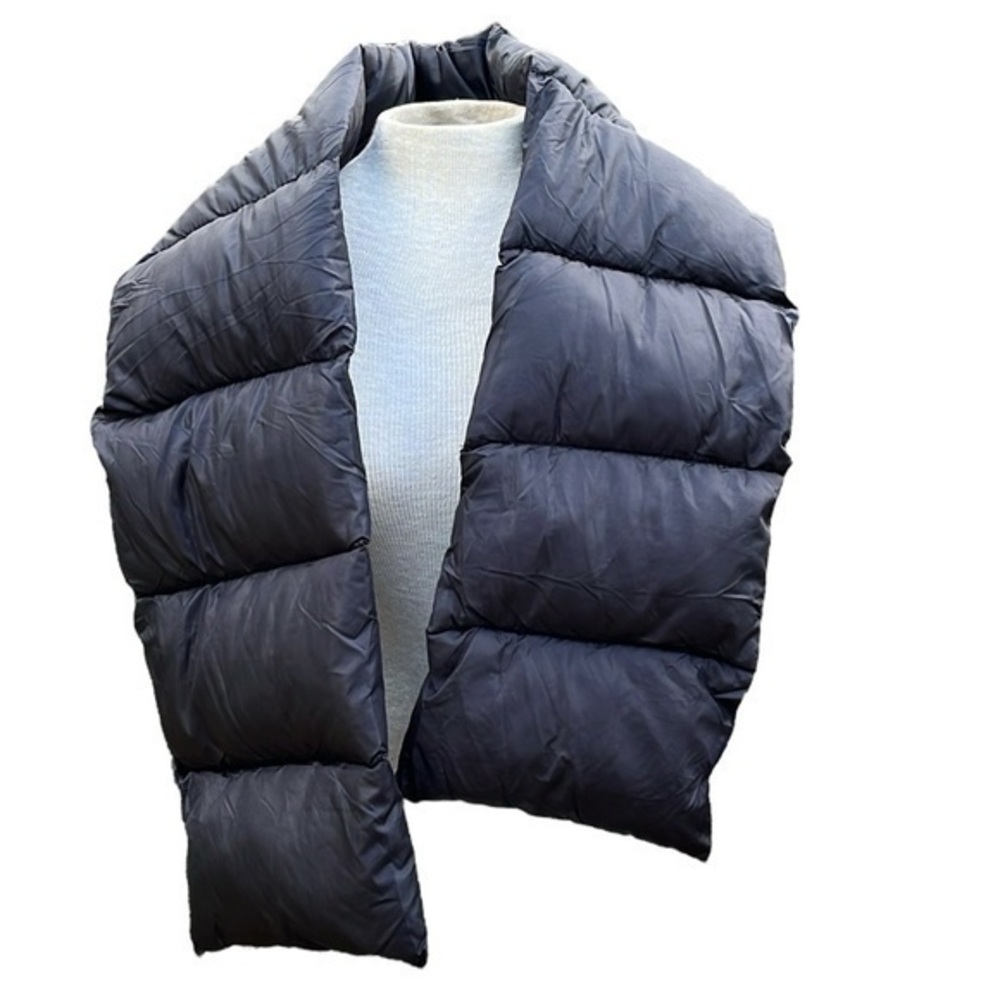 Aldo Puffer Scarf, color is black, one size. 158 cm X 20 cm